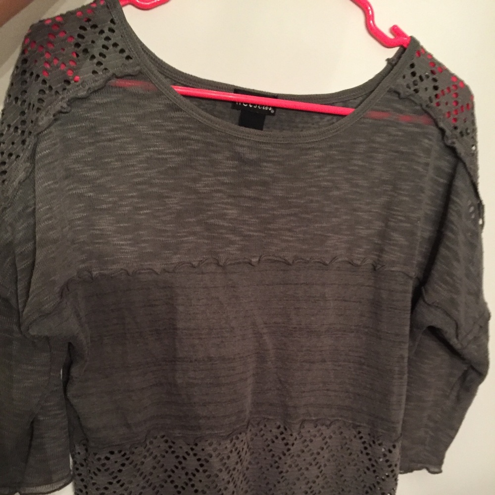 Gray Mesh Top